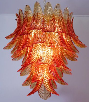 Italian Chandeliers with Leaves in the style of Barovier & Toso, Set of 2-OVO-1245621