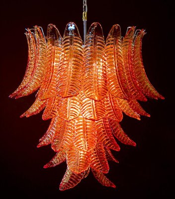 Italian Chandeliers with Leaves in the style of Barovier & Toso, Set of 2-OVO-1245621