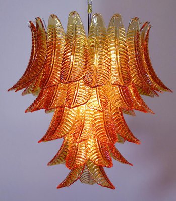 Italian Chandeliers with Leaves in the style of Barovier & Toso, Set of 2-OVO-1245621