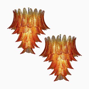 Italian Chandeliers with Leaves in the style of Barovier & Toso, Set of 2-OVO-1245621