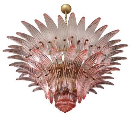 Italian Chandeliers with Pink Leaves, Murano, Set of 2-OVO-1235202