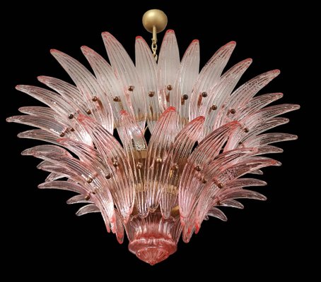 Italian Chandeliers with Pink Leaves, Murano, Set of 2-OVO-1235202