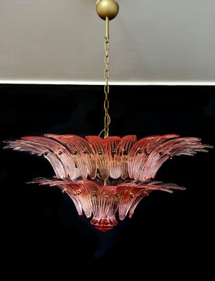 Italian Chandeliers with Pink Leaves, Murano, Set of 2-OVO-1235202