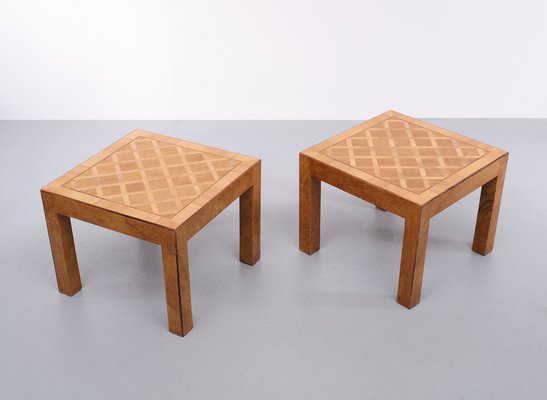 Italian Checkerboard Inlay Side Tables, 1960s, Set of 2-GCG-1364542