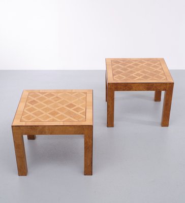 Italian Checkerboard Inlay Side Tables, 1960s, Set of 2-GCG-1364542