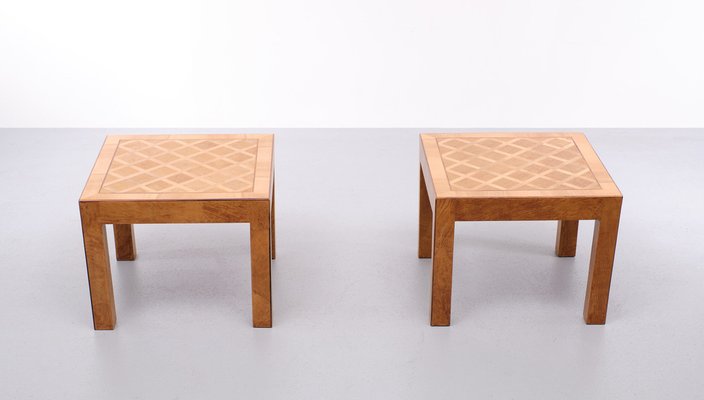 Italian Checkerboard Inlay Side Tables, 1960s, Set of 2-GCG-1364542