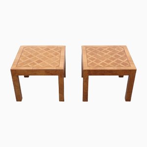 Italian Checkerboard Inlay Side Tables, 1960s, Set of 2-GCG-1364542