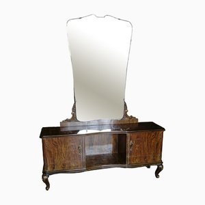 Italian Chippendale Walnut Burl & Veneer Dressing Table, 1940s-RAQ-1389095