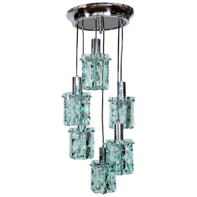 Italian Chrome and Crystal Glass Pendant with Six Lights from Fontana Arte, 1960s-VNE-965954