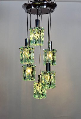 Italian Chrome and Crystal Glass Pendant with Six Lights from Fontana Arte, 1960s-VNE-965954