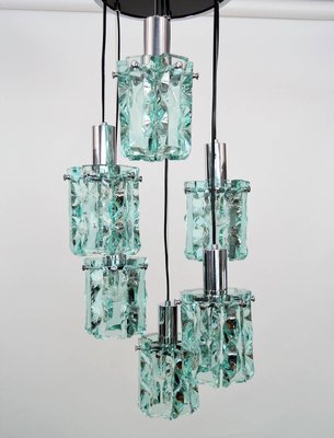 Italian Chrome and Crystal Glass Pendant with Six Lights from Fontana Arte, 1960s-VNE-965954