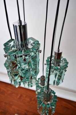 Italian Chrome and Crystal Glass Pendant with Six Lights from Fontana Arte, 1960s-VNE-965954