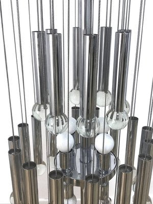 Italian Chrome and Glass Chandelier by Gaetano Sciolari, 1970s-JDR-1126291