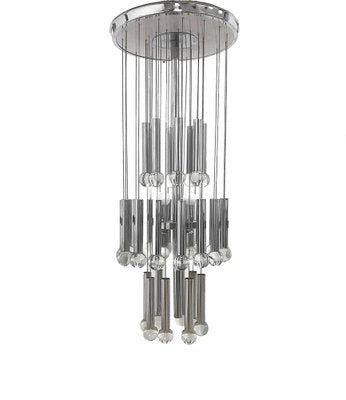 Italian Chrome and Glass Chandelier by Gaetano Sciolari, 1970s-JDR-1126291