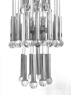 Italian Chrome and Glass Chandelier by Gaetano Sciolari, 1970s-JDR-1126291