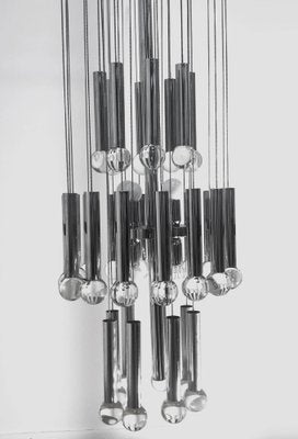 Italian Chrome and Glass Chandelier by Gaetano Sciolari, 1970s-JDR-1126291