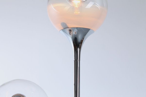 Italian Chrome and Glass Floor Lamp from Targetti, 1970s-XT-858880