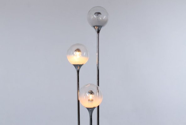 Italian Chrome and Glass Floor Lamp from Targetti, 1970s-XT-858880