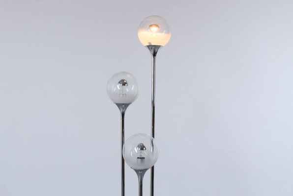 Italian Chrome and Glass Floor Lamp from Targetti, 1970s-XT-858880