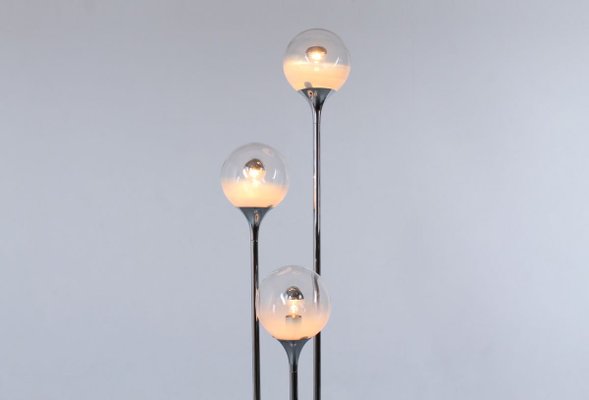 Italian Chrome and Glass Floor Lamp from Targetti, 1970s-XT-858880