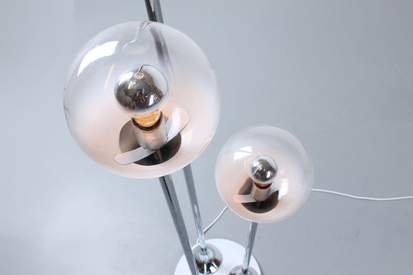 Italian Chrome and Glass Floor Lamp from Targetti, 1970s-XT-858880