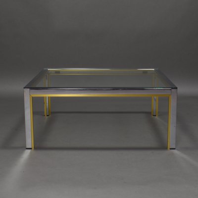 Italian Chrome and Gold Coffee Table, 1970s-TE-549484