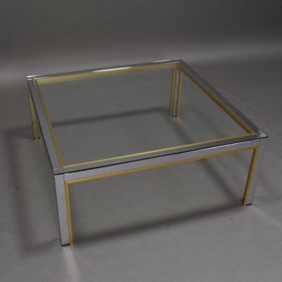 Italian Chrome and Gold Coffee Table, 1970s-TE-549484