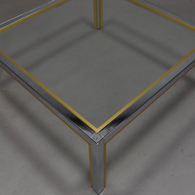 Italian Chrome and Gold Coffee Table, 1970s-TE-549484