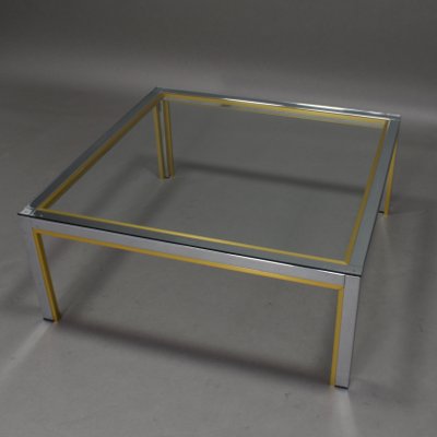 Italian Chrome and Gold Coffee Table, 1970s-TE-549484