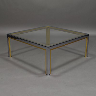 Italian Chrome and Gold Coffee Table, 1970s-TE-549484