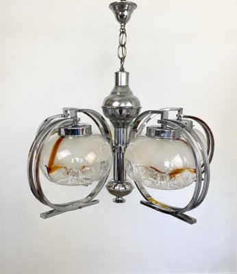 Italian Chrome and Murano Glass Chandelier from Mazzega, 1970s-LYQ-1171670