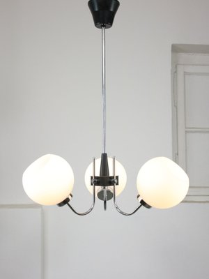 Italian Chrome and Opaline Chandelier, 1970s-HGJ-1722397