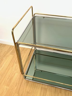 Italian Chrome Brass Smoked Glass and Mirror Bar Cart/Serving Table, 1970s-JDR-1126222