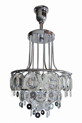 Italian Chrome Chandelier Attributed to Oscar Torlasco, 1970s-MTX-959809