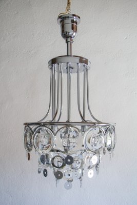 Italian Chrome Chandelier Attributed to Oscar Torlasco, 1970s-MTX-959809