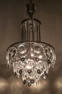 Italian Chrome Chandelier Attributed to Oscar Torlasco, 1970s-MTX-959809