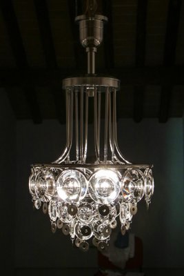 Italian Chrome Chandelier Attributed to Oscar Torlasco, 1970s-MTX-959809