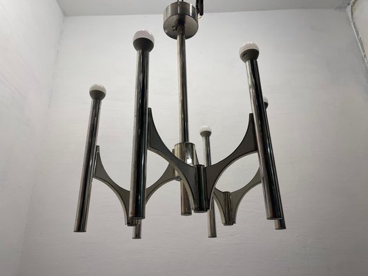 Italian Chrome Chandelier by Gaetano Sciolari, 1970s-JJC-1774364