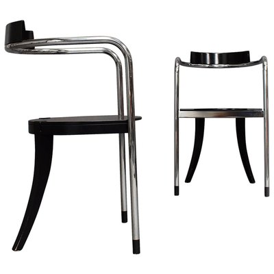 Italian Chrome Dining Chairs by David Palterer for Zanotta, 1980s, Set of 2-TE-647284