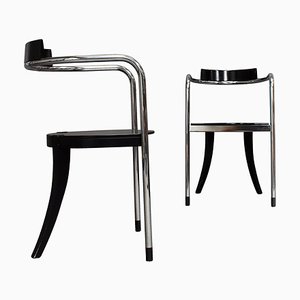 Italian Chrome Dining Chairs by David Palterer for Zanotta, 1980s, Set of 2-TE-647284