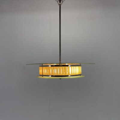 Italian Chrome & Glass Ceiling Light, 1940s-TZ-1735616