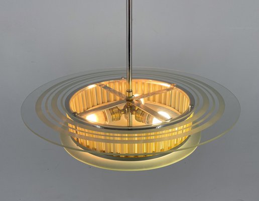 Italian Chrome & Glass Ceiling Light, 1940s-TZ-1735616