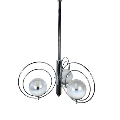 Italian Chrome & Murano Glass Pendant Light, 1970s-LYQ-1171820