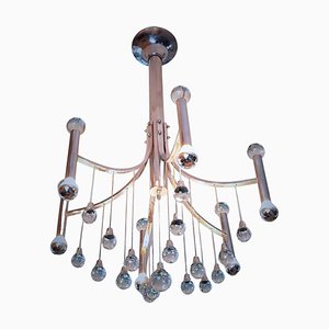 Italian Chrome Plated with Glass Balls Chandelier by Gaetano Sciolari, 1960s-POM-1309320