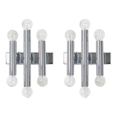 Italian Chrome Wall Sconces in the Style of Sciolari, 1970s, Set of 2-UGR-1086071