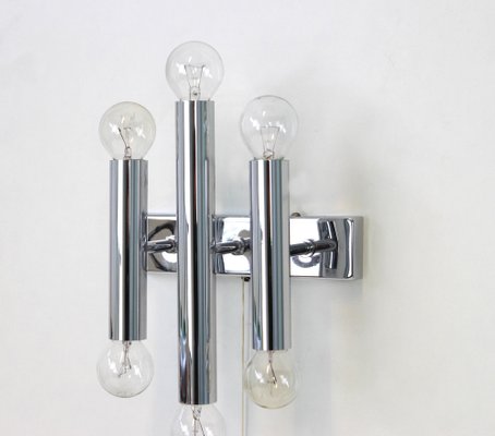 Italian Chrome Wall Sconces in the Style of Sciolari, 1970s, Set of 2-UGR-1086190