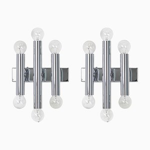 Italian Chrome Wall Sconces in the Style of Sciolari, 1970s, Set of 2-UGR-1086071