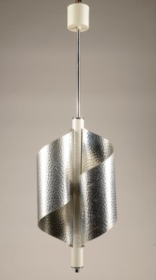 Italian Chromed and Embossed Steel and Ceiling Lamp, 1970s-RAQ-592472