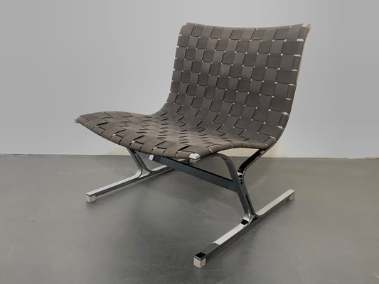 Italian Chromed Metal and Black Fabric Model Luar Club Chair by Ross Littell for ICF De Padova, 1960s-YZD-709020