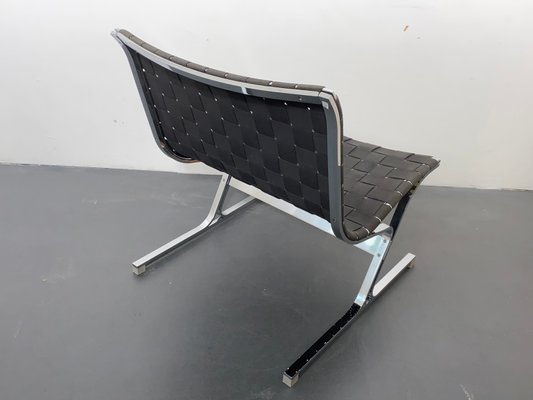 Italian Chromed Metal and Black Fabric Model Luar Club Chair by Ross Littell for ICF De Padova, 1960s-YZD-709020